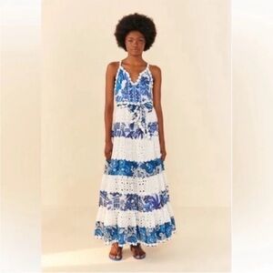 Farm Rio Blue and White Floral Maxi Dress NWT